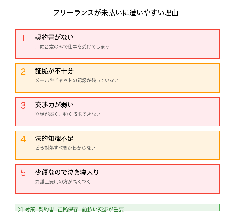 フリーランスが未払いに遭いやすい理由